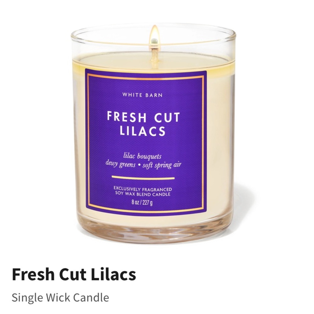 "FRESH CUT LILACS" by BBW/WB, 8-oz / 227 g, Single Wick Candle, NWT on base